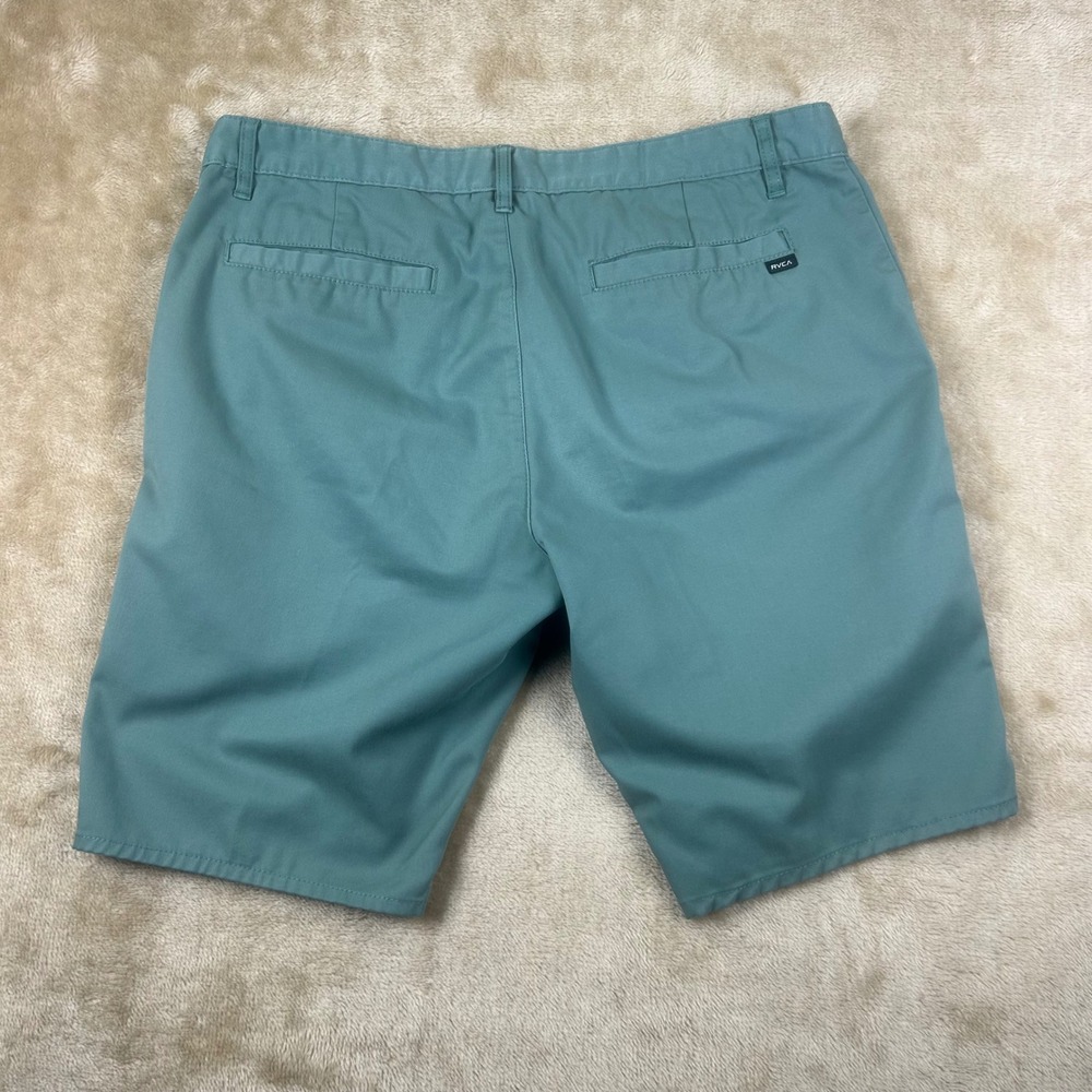 RVCA Stapler Chino Shorts Mens 38 Teal Green Stretch M7208STA Regular Fit - Picture 6 of 8